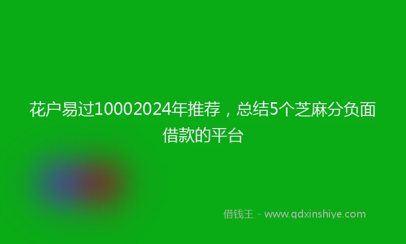 花户易过10002024年推荐，总结5个芝麻分负面借款的平台