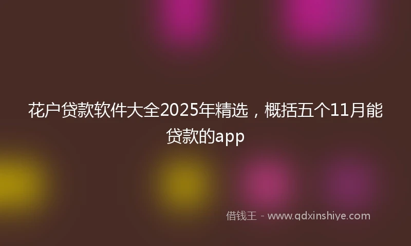 花户贷款软件大全2025年精选，概括五个11月能贷款的app
