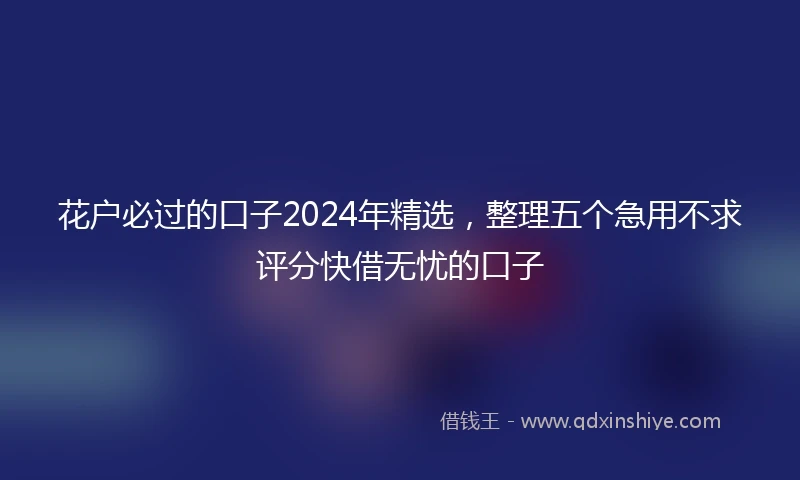 花户必过的口子2024年精选，整理五个急用不求评分快借无忧的口子
