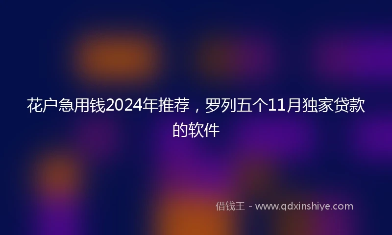 花户急用钱2024年推荐，罗列五个11月独家贷款的软件