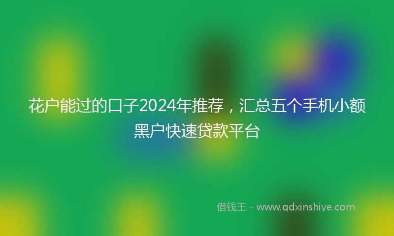 花户能过的口子2024年推荐，汇总五个手机小额黑户快速贷款平台