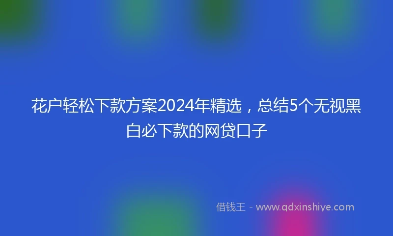 花户轻松下款方案2024年精选，总结5个无视黑白必下款的网贷口子