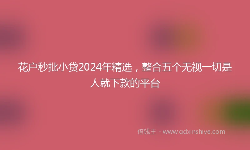 花户秒批小贷2024年精选，整合五个无视一切是人就下款的平台