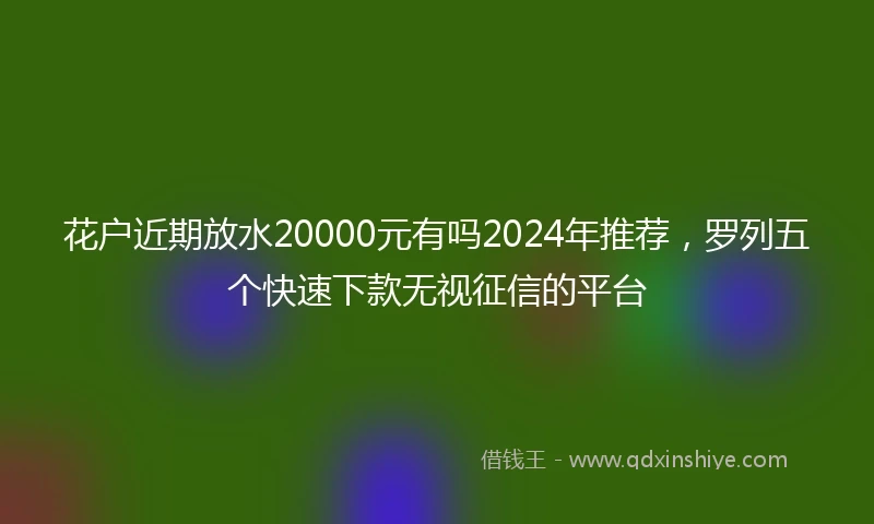 花户近期放水20000元有吗2024年推荐，罗列五个快速下款无视征信的平台