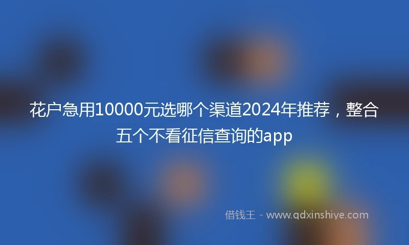 花户急用10000元选哪个渠道2024年推荐，整合五个不看征信查询的app