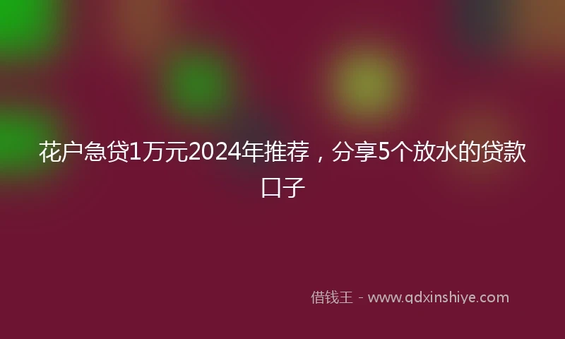 花户急贷1万元2024年推荐，分享5个放水的贷款口子
