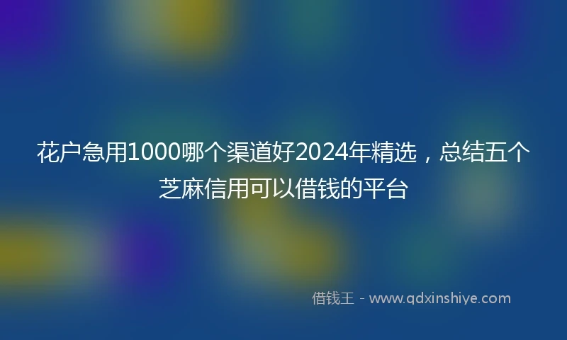 花户急用1000哪个渠道好2024年精选,总结五个芝麻信用可以借钱的平台