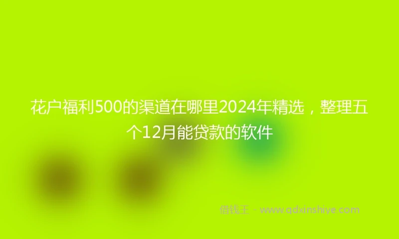 花户福利500的渠道在哪里2024年精选，整理五个12月能贷款的软件
