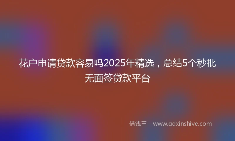 花户申请贷款容易吗2025年精选，总结5个秒批无面签贷款平台
