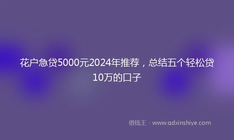 花户急贷5000元2024年推荐，总结五个轻松贷10万的口子