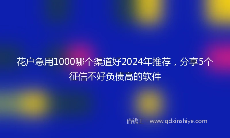 花户急用1000哪个渠道好2024年推荐，分享5个征信不好负债高的软件