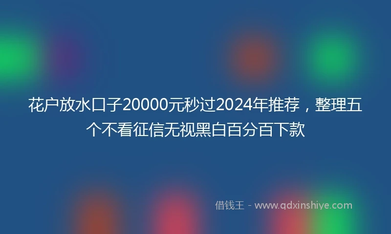 花户放水口子20000元秒过2024年推荐，整理五个不看征信无视黑白百分百下款