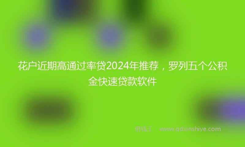 花户近期高通过率贷2024年推荐，罗列五个公积金快速贷款软件