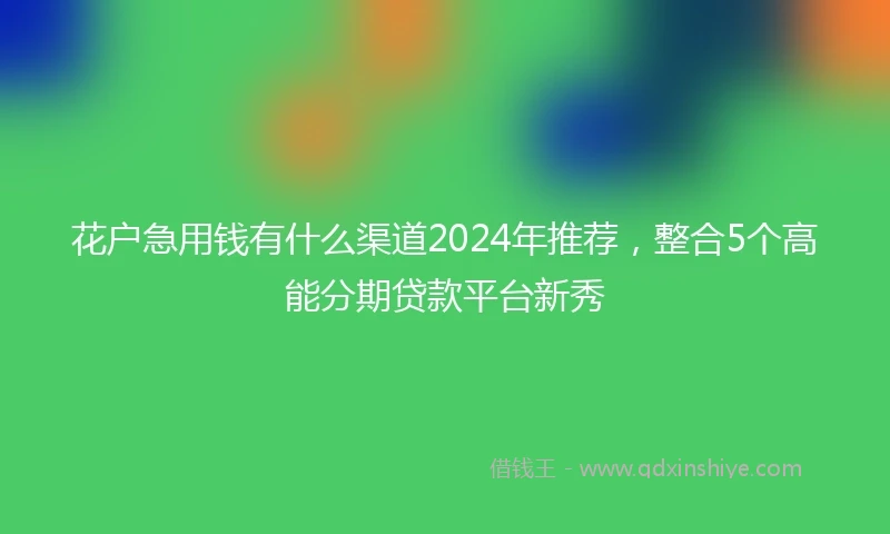 花户急用钱有什么渠道2024年推荐,整合5个高能分期贷款平台新秀