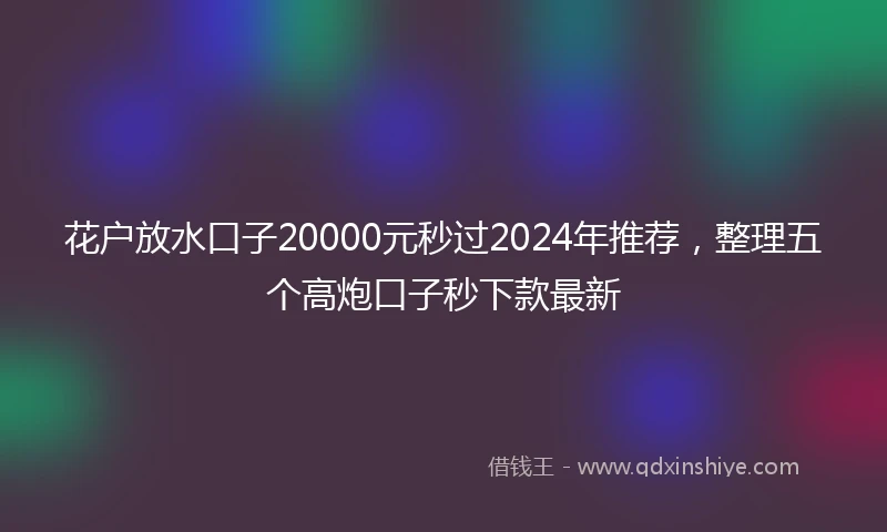 花户放水口子20000元秒过2024年推荐，整理五个高炮口子秒下款最新