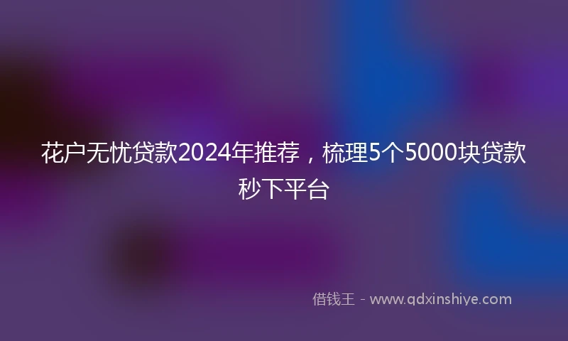 花户无忧贷款2024年推荐，梳理5个5000块贷款秒下平台