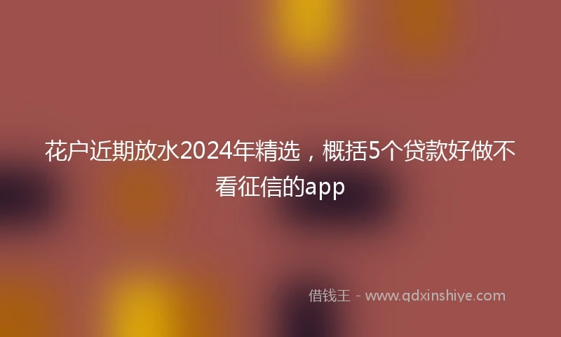 花户近期放水2024年精选，概括5个贷款好做不看征信的app