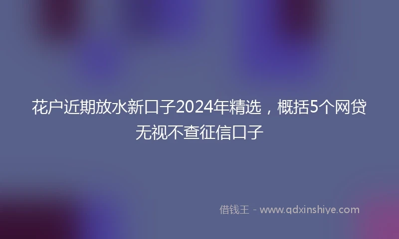 花户近期放水新口子2024年精选，概括5个网贷无视不查征信口子