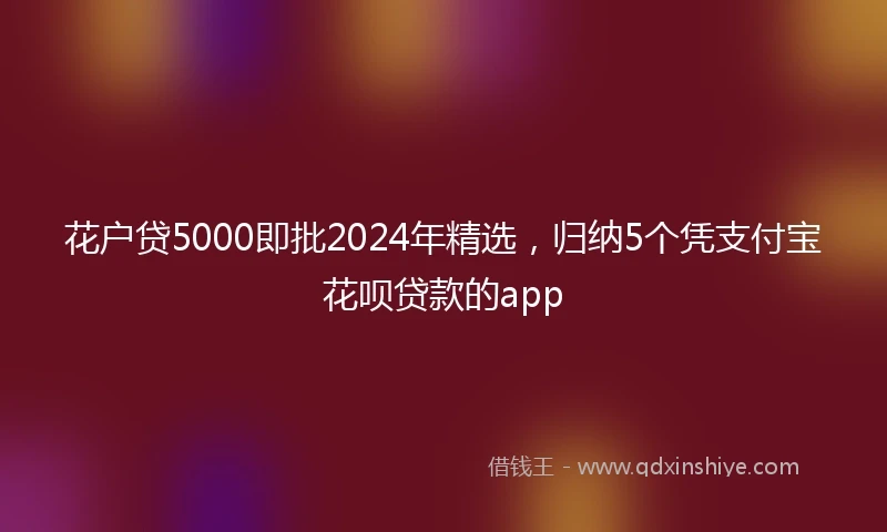 花户贷5000即批2024年精选，归纳5个凭支付宝花呗贷款的app