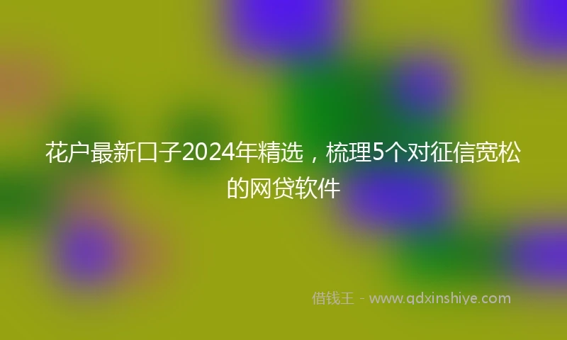 花户最新口子2024年精选，梳理5个对征信宽松的网贷软件