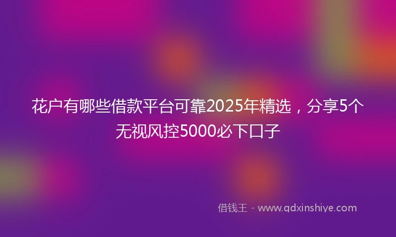 花户有哪些借款平台可靠2025年精选，分享5个无视风控5000必下口子