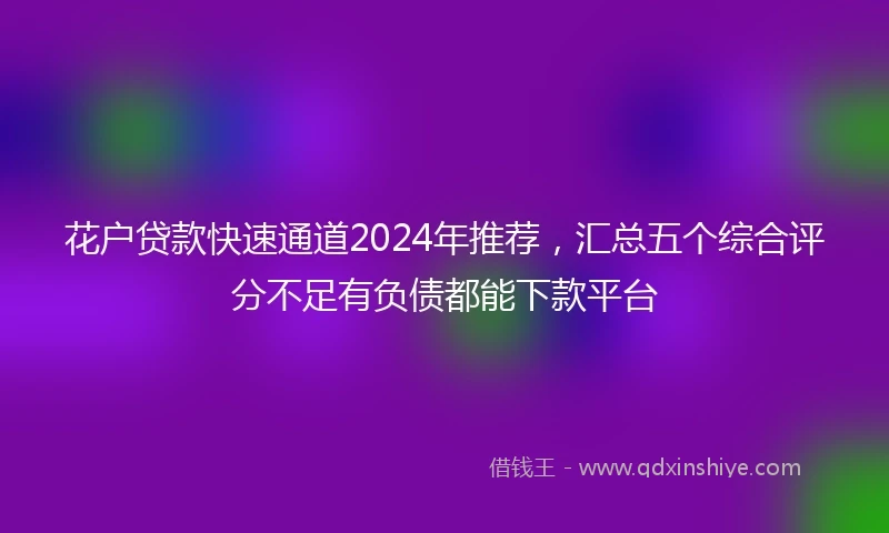 花户贷款快速通道2024年推荐，汇总五个综合评分不足有负债都能下款平台