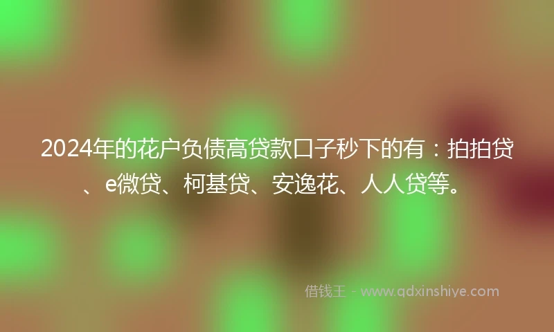 2024年的花户负债高贷款口子秒下的有：拍拍贷、e微贷、柯基贷、安逸花、人人贷等。