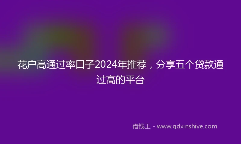 花户高通过率口子2024年推荐，分享五个贷款通过高的平台