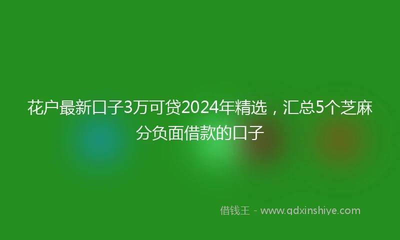 花户最新口子3万可贷2024年精选，汇总5个芝麻分负面借款的口子