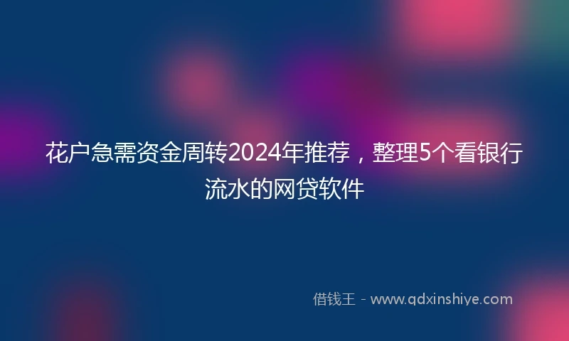 花户急需资金周转2024年推荐，整理5个看银行流水的网贷软件