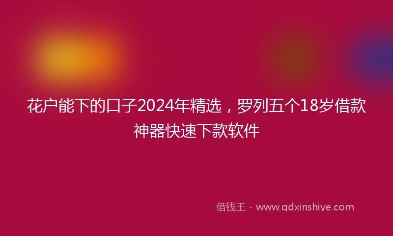 花户能下的口子2024年精选，罗列五个18岁借款神器快速下款软件