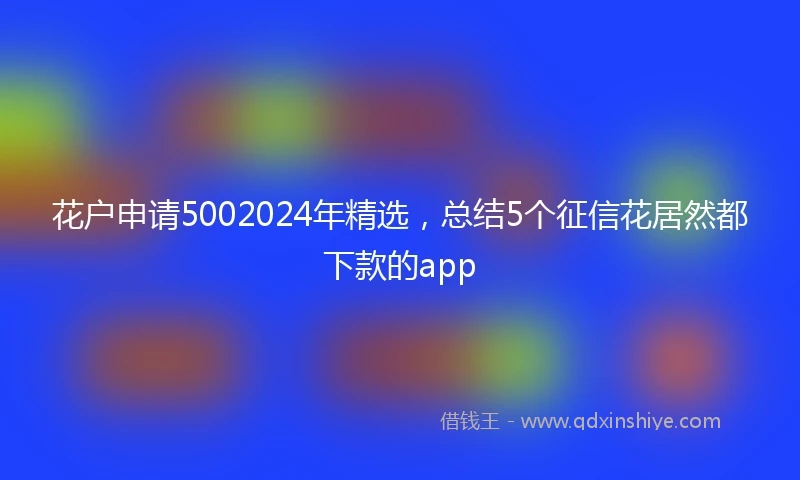花户申请5002024年精选，总结5个征信花居然都下款的app