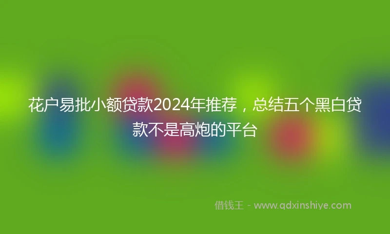 花户易批小额贷款2024年推荐，总结五个黑白贷款不是高炮的平台
