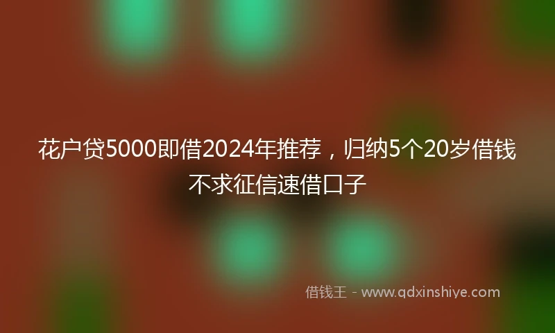 花户贷5000即借2024年推荐，归纳5个20岁借钱不求征信速借口子