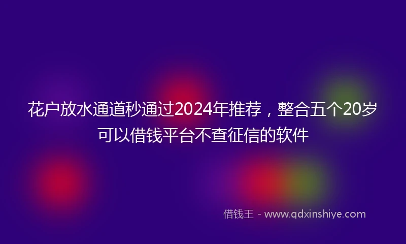 花户放水通道秒通过2024年推荐，整合五个20岁可以借钱平台不查征信的软件