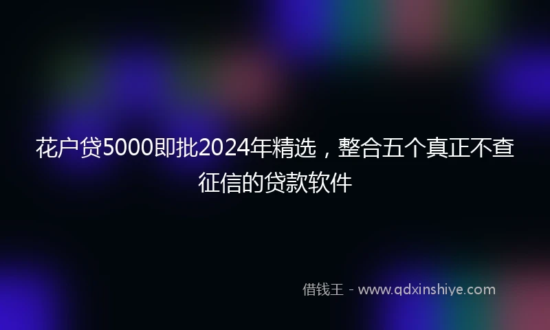 花户贷5000即批2024年精选，整合五个真正不查征信的贷款软件