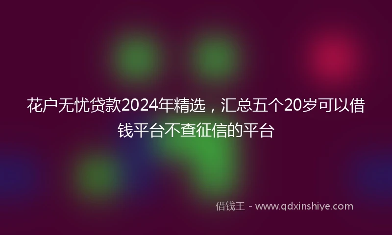 花户无忧贷款2024年精选，汇总五个20岁可以借钱平台不查征信的平台