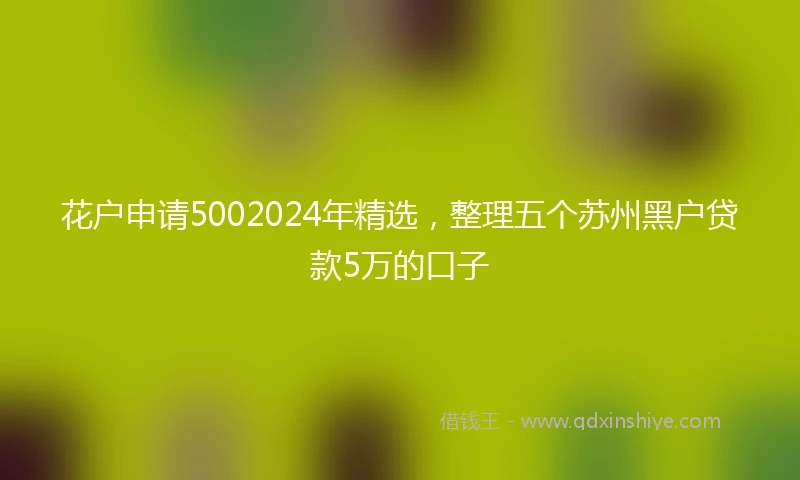 花户申请5002024年精选，整理五个苏州黑户贷款5万的口子