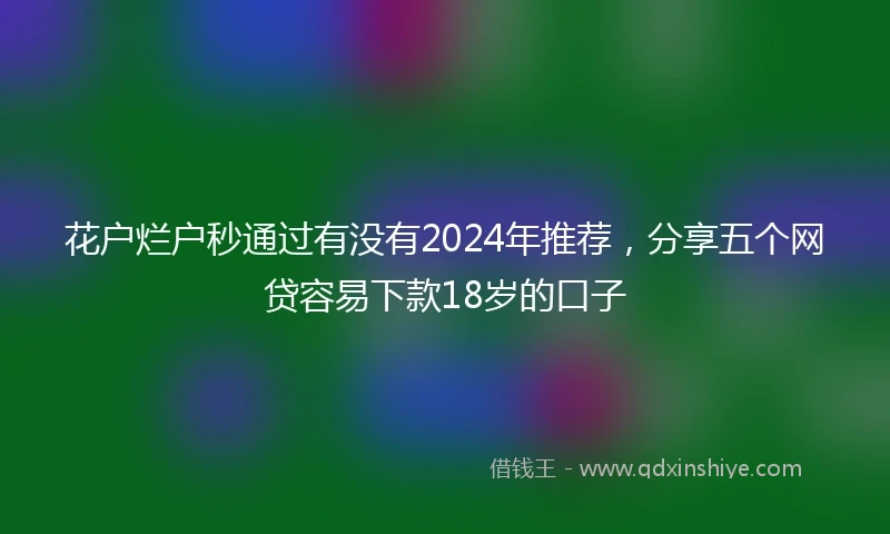 花户烂户秒通过有没有2024年推荐，分享五个网贷容易下款18岁的口子