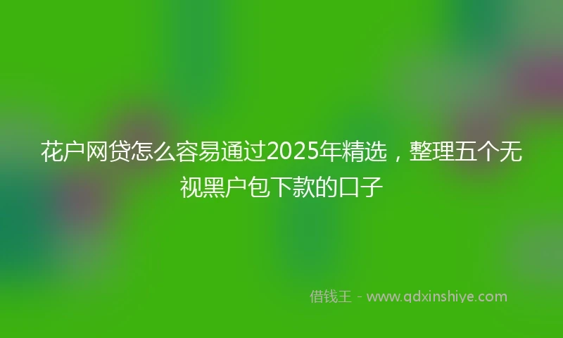 花户网贷怎么容易通过2025年精选，整理五个无视黑户包下款的口子
