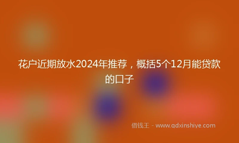 花户近期放水2024年推荐，概括5个12月能贷款的口子
