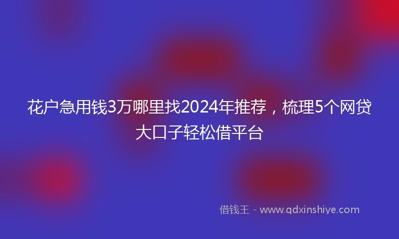 花户急用钱3万哪里找2024年推荐，梳理5个网贷大口子轻松借平台