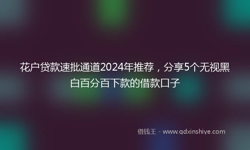 花户贷款速批通道2024年推荐，分享5个无视黑白百分百下款的借款口子
