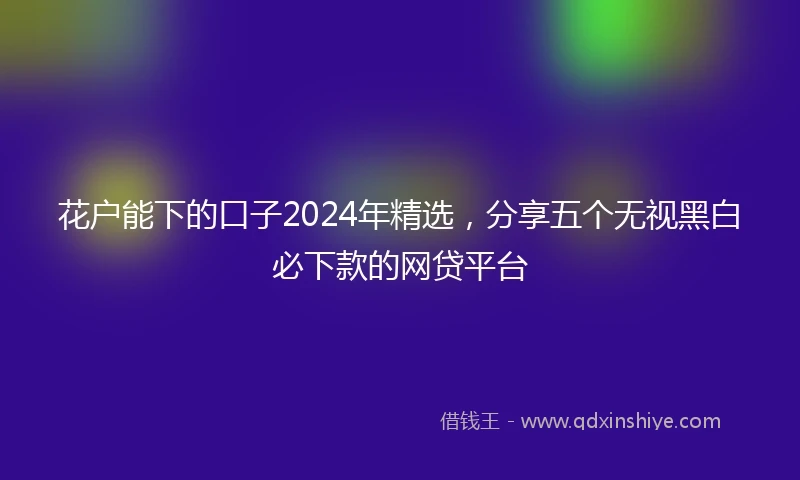花户能下的口子2024年精选，分享五个无视黑白必下款的网贷平台
