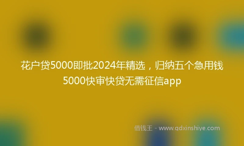 花户贷5000即批2024年精选，归纳五个急用钱5000快审快贷无需征信app