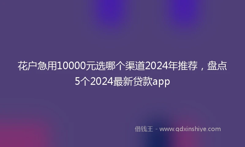 花户急用10000元选哪个渠道2024年推荐，盘点5个2024最新贷款app