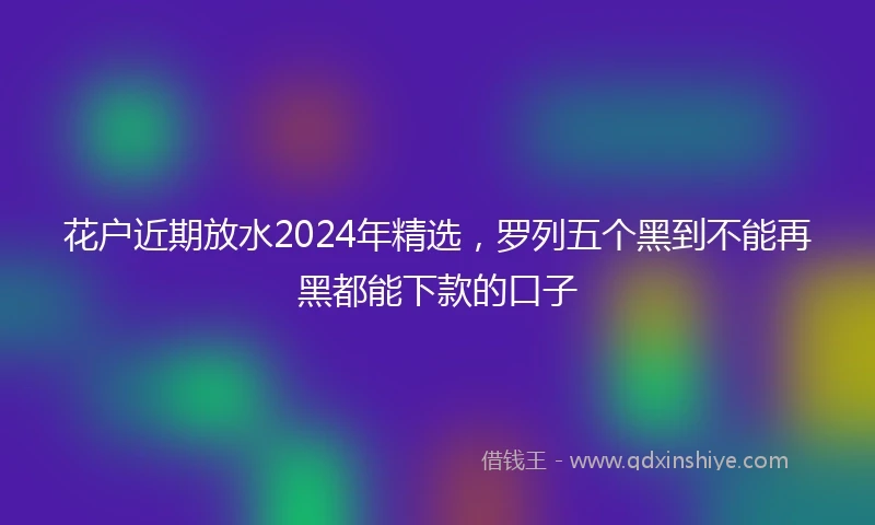 花户近期放水2024年精选，罗列五个黑到不能再黑都能下款的口子