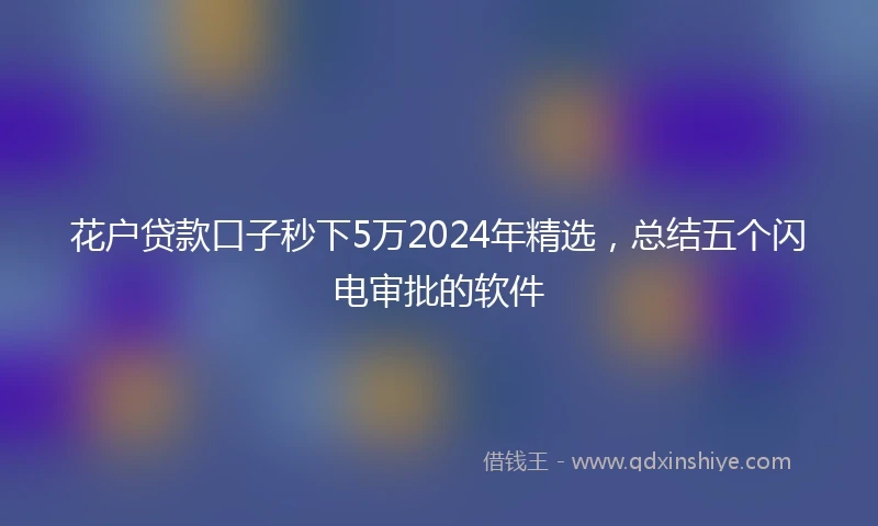 花户贷款口子秒下5万2024年精选，总结五个闪电审批的软件