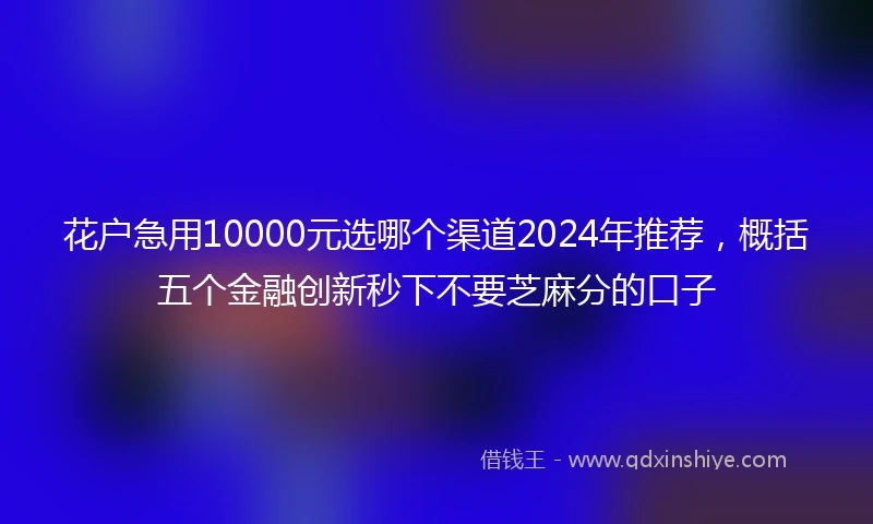花户急用10000元选哪个渠道2024年推荐，概括五个金融创新秒下不要芝麻分的口子