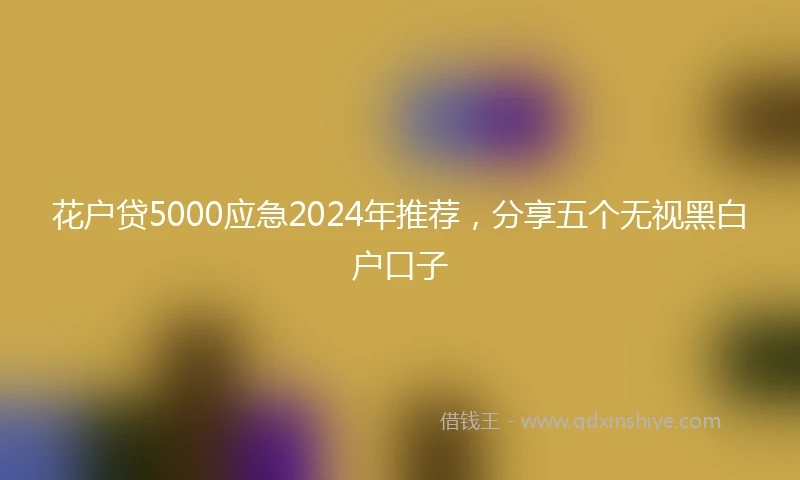 花户贷5000应急2024年推荐，分享五个无视黑白户口子